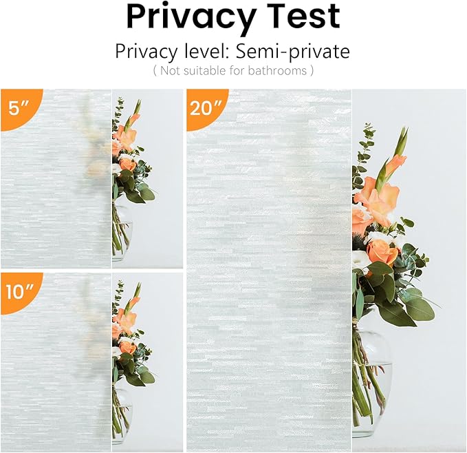 Haton Window Privacy Film, Frosted Glass Static Cling Sun Heat Blocking Window Clings, Frosting Opaque Coverings Stickers Tint for Home Office Door, Non Adhesive, White 23.6" x 157.4"