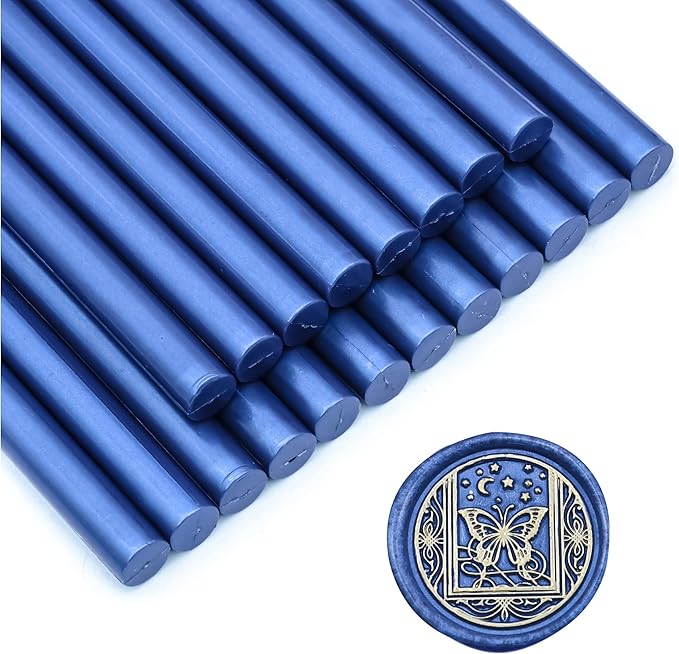 SWANGSA 20 Pieces Glue Gun Sealing Wax Sticks Navy Blue for Wax Seal Stamp, Great for Wedding Invitations, Cards, Envelopes, Wine Packages, Gift Wrapping (Navy Blue)