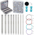 Svartur Lace Interchangeable Circular Knitting Needles, 5" Stainless Steel Interchangeable Knitting Needles Magic Loop for Socks, Gloves, US 0-8 Small Knitting Neeldes Lace-Tip with 4 Assorted Cables