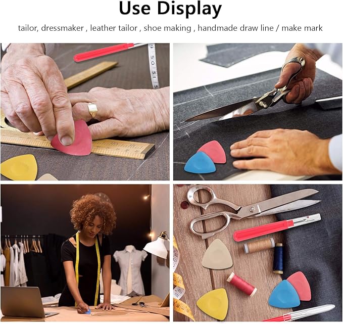 CampTek Tailors Chalk & Fabric Markers for Quilting - 10PCS Tailor's Chalk, 4PCS Heat Erasable Pens with 4 Refills, 3 PCS Sewing Fabric Pencils
