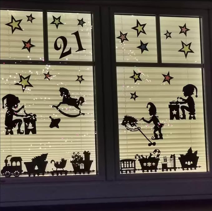 Christmas Stencils for Window Glass Large Christmas Stencil Reusable Winter Forest House Village Holiday Drawing Templates for Painting on Window Wall Doormat Glass Wood