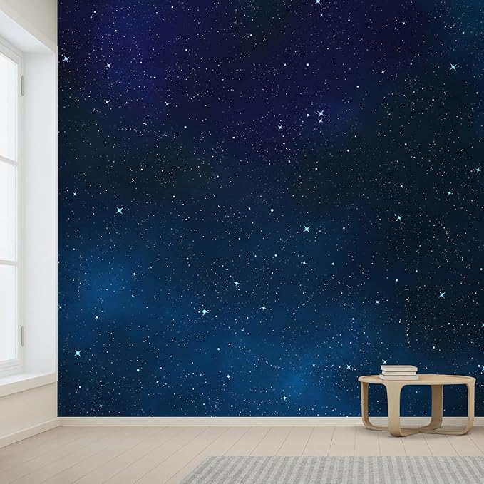 wall26 Large Wall Mural Beautiful Scenery of The Starry Night Self- 132x168 inchesAdhesive Vinyl Wallpaper Removable Wall Sticker - 132x168 inches