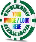 50 Custom Poker Chips, Personalized with Your own Logo, Photo or Text - 11.5g Casino Chips for Poker Gram, Tournaments, Business Card, Token