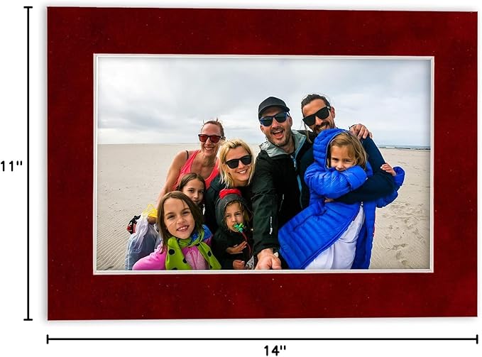 Pack of 25 Acid Free 11x14 Mats Bevel Cut for 8.5x11 Photos - Bright Red Suede Precut Matboards For Pictures, Photos, Framing - 4-ply Thickness