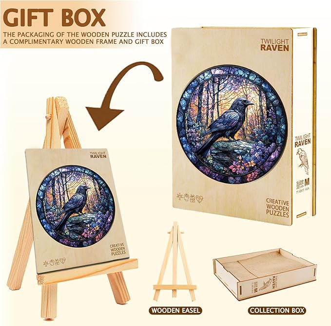 Wooden Puzzles for Adults, Wooden Jigsaw Puzzles, Crow-XL Puzzle, Gifts for Family or Friends for Any Holiday.（17.3 * 17.3 in 450pcs）