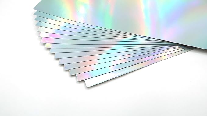 TGXRZX Metallic Cardstock Paper,holographic cardstock,Size 8 "x 11" (250gsm),15PCS,Mirror Finish Gold Foil Board for Crafting,Invitations,and Decorations,Die Cut and Plotter,Card Making(Laser silver)