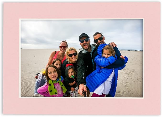 Pack of 25 Acid Free 11x14 Mats Bevel Cut for 8.5x11 Photos - Pink Precut Matboards With Backing Boards and Clear Photo Mat Bags For Pictures, Photos, Framing - 4-ply Thickness