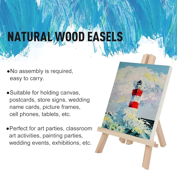 Kinlink 11.8 Inch Tall Wood Easels for Display Set of 12, Display Easel Tabletop, Painting Easel Stand for Artist Students