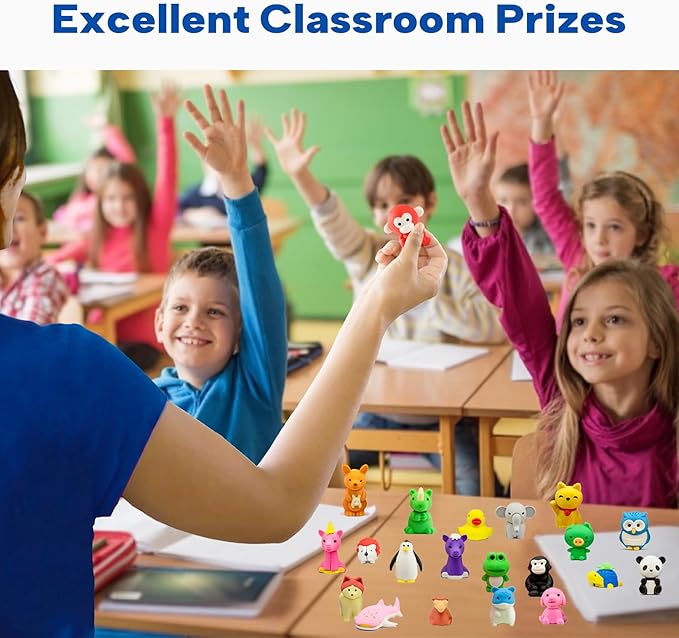 Animal Erasers for Kids, 35 Pcs Kids Pencil Erasers Bulk Puzzle Erasers for School Classroom Prizes