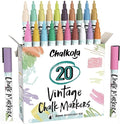 Fine Tip Liquid Chalk Markers for Chalkboard (20 Vintage Colors) - Dry Erase Marker Pens for Blackboard, Windows, Chalkboards Signs, Bistro - 3mm Reversible Tip