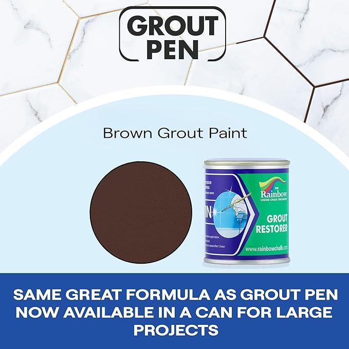 Grout Pen Brown Grout Paint: Waterproof Tile Paint Grout Refresh Restorer for Floor, Kitchen & Bathroom Shower Tiles - Brown - Can Size for Larger Projects - 125ml (4.2oz)
