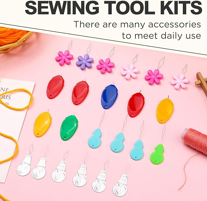 KAQRHFT Needle Threaders, 24 PCS Needle Threader Kit for Needle Work, 4 Types Simple Needle Threader Tool with Clear Storage Box for Hand Sewing, Sewing Machine, Embroidery Floss