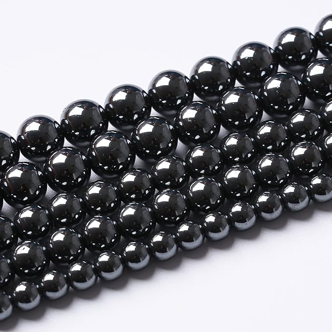 36pcs 12mm AAA Black Hematite Beads Crystal Energy Stone Healing Power Natural Stone Gemstone Round Loose Beads for Jewelry Making DIY Bracelets