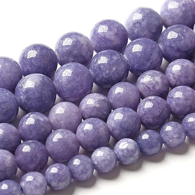 6MM Lavender Purple Chalcedony Natural Stone Round Loose Beads for Jewelry Making and Crafting 120pcs 2 Strands 32"