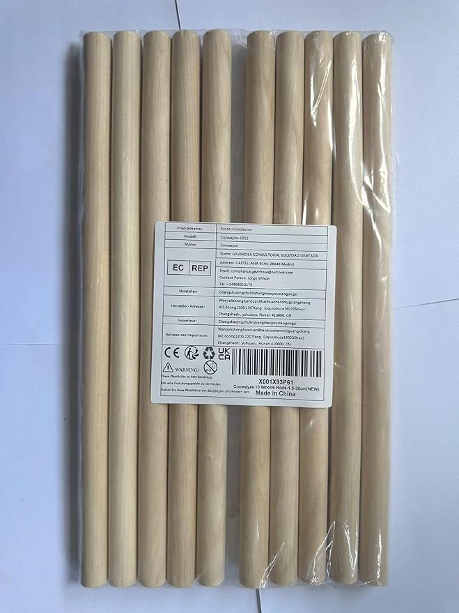 Wood Dowels Wooden Dowel Rods for Crafts, 10PCS 5/8 x 15 Round Macrame Wooden Sticks for Crafting, Unfinished Hardwood Sticks for Arts and DIYers, Tiered Cake Support and Wedding Ribbon Wands