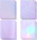 36 Sheets Holographic Sticker Paper, Transparent Holographic Vinyl Laminate Film, Clear Overlay Lamination Sticker Paper Self Adhesive Waterproof - Gem, Dot, Colorful, Star Patterns/8.5x11 inch