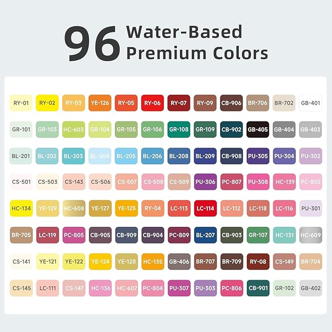 96 Color Acrylic Paint Markers Set – Brush Tips, Quick Dry Permanent Markers for Rock, Egg, Wood, Fabric, Glass, DIY Crafts, Waterproof Fabric Paint Markers for Adult Coloring Books No Bleeding