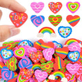 48pcs Large Erasers for Kids Bulk Heart Rainbow Pencil Erasers for Classroom Prizes Exchange International Children's Book Festival Party Favors Back to School Supplies