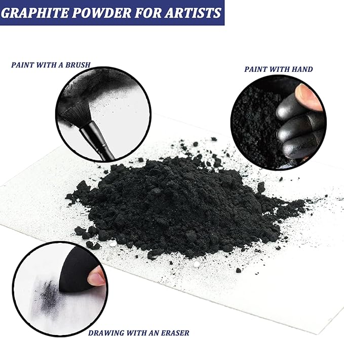 1.1 LBS Microfine Pure Graphite Powder, 3000 Grit Powdered Graphite, Dry Powdered Graphite Lubricant, Charcoal Powder for Drawing, Sketching, Pencils, Locks, Bearings