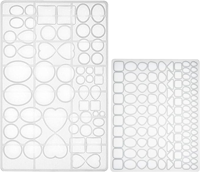 FUNSHOWCASE Cabochon Gem Silicone Mold 2 Trays for Resin Casting Jewelry Making