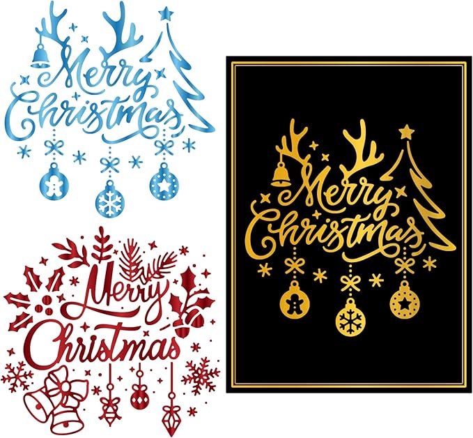 ORIGACH 2 PCS Merry Christmas Hot Foil Plate for Card Making DIY Scrapbooking Paper Decor Embossing Foil Handmade Craft