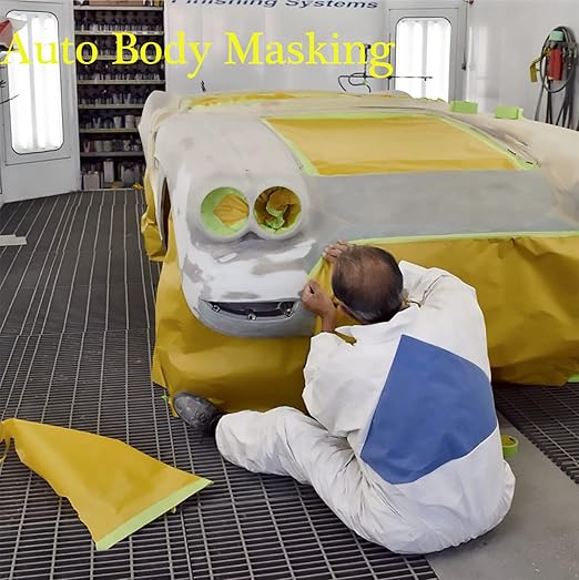 Pre-Taped Masking Paper for Painting, 20 Inch x 50 Feet Tape and Drape Painters Paper, Automotive Painters Paper, for Auto Body Masking, Wall Covering and Paint Masking (4Rolls)