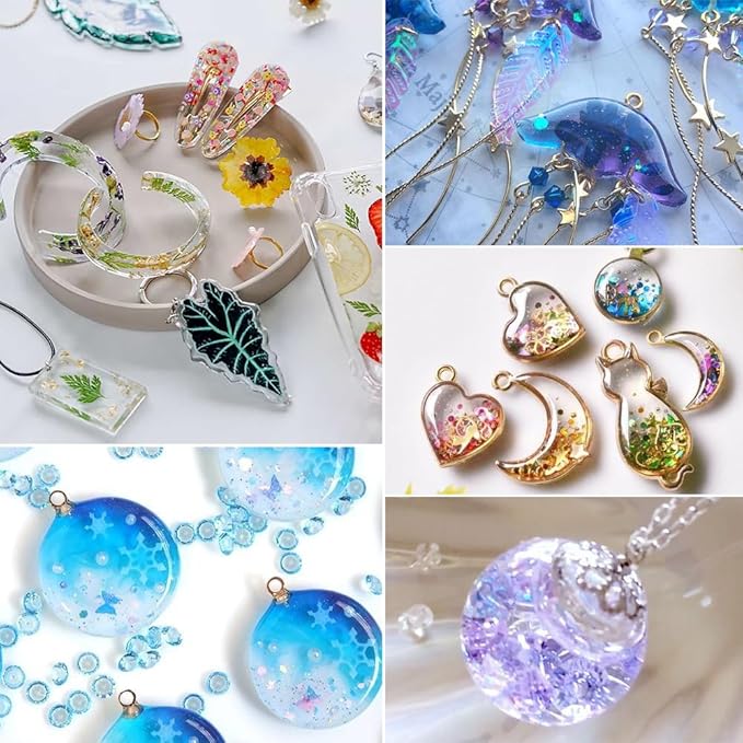 UV Resin 400g, Hard Type Clear Beginner-Friendly Kit, Upgraded Formula & Crystal Clear for Jewlery Making, 100g*4 Resin UV Kit with for Earring, Pendant, DIY