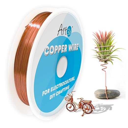 Art3d 16 Gauge 120 FT 99.9% Pure Soft Copper Wire for Electroculture, Gardening, Jewelry Making, 1 Pound Spool