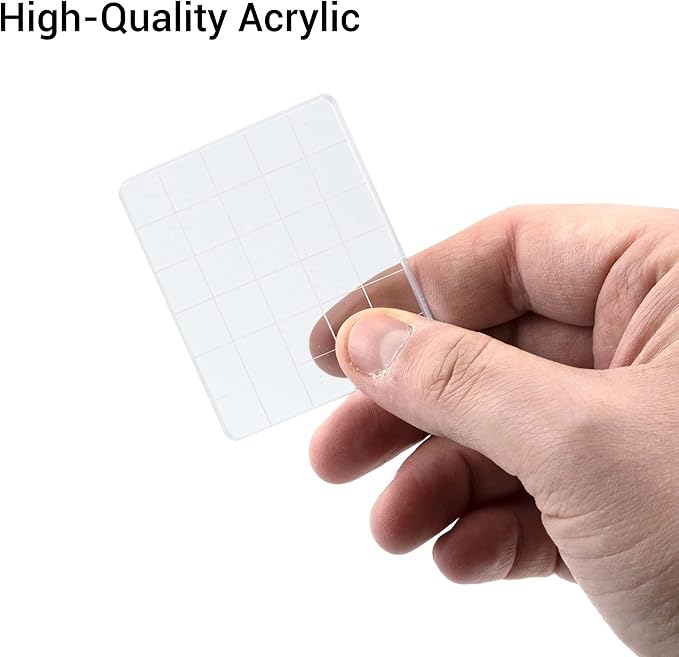 6 Pieces Stamp Block Clear Acrylic Stamping Blocks Tools Set with Grid Lines for DIY Crafts Scrapbooking Card Making Ornaments Stamping Projects