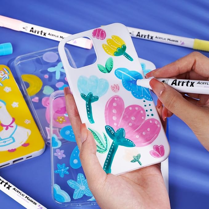 Arrtx 30 Colors Acrylic Paint Pens for Rock Painting, Extra Brush Tip, Water Based Paint Markers for Stone, Glass, Easter Egg, Wood and Fabric Painting-No Toxic,No Odor 30B