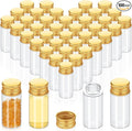 100 Pcs Small Clear Vials Spice Mini Jars with Lids Mini Glass Bottles with Screw Aluminum Metal Caps Tiny Jars Sample Containers for Powder Cream Cosmetic Jewelry Wedding(10 ml,Gold Caps)