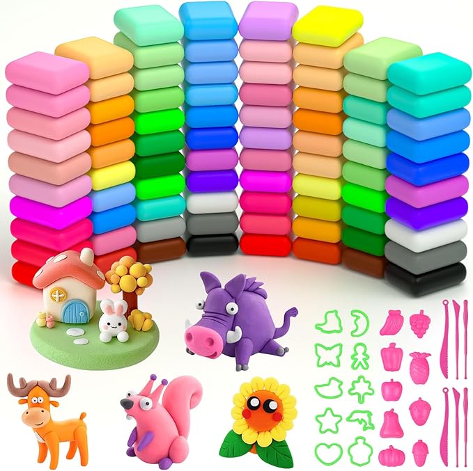Ainiv Air Dry Clay Kit, 84 Colors DIY Model Magic Clay for Kids, Modeling Clay with 6 Sculpting Tools & 19 Mould, Ultra Light Arts and Crafts Kits for Boys Girls, Best Gifts for Kids