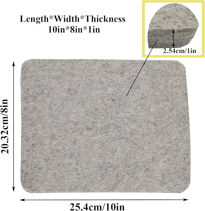 Wool Needle Felting Pad,10x8x1 inch Needled Felt Mat Block Thick and Firm Base for Precision Felting Projects Including Pair of Leather Finger Guards (10in*8in)