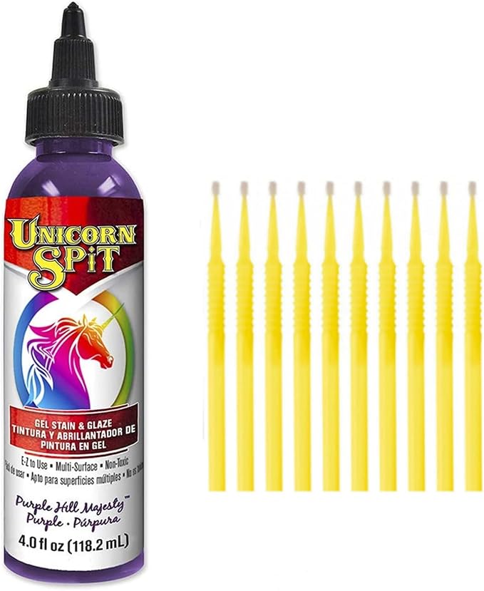 Unicorn SPiT Gel Stain and Glaze in One - Purple Hill Majesty, 4 oz. Bottle Detail Sticks