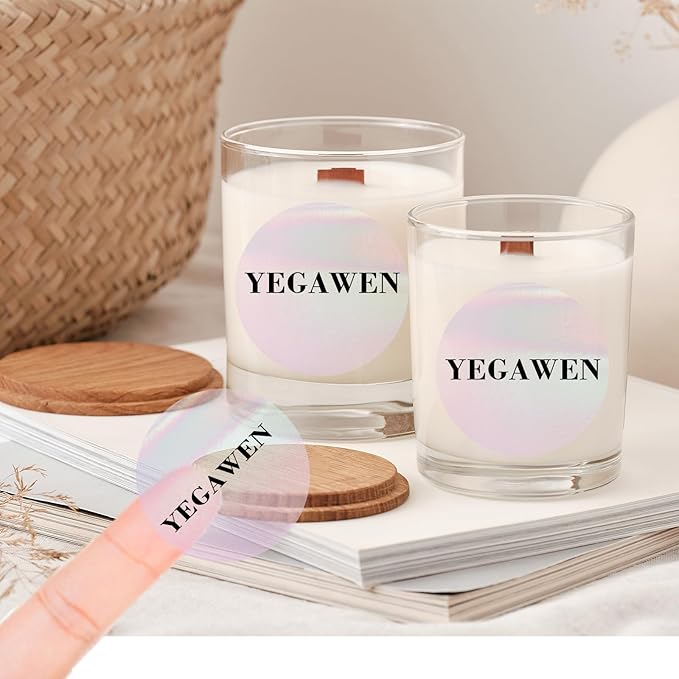 2" Round Transparent Thermal Label Stickers, Clear Direct Thermal Labels Holographic Pink, Perforation Line Design- 300 Sheets