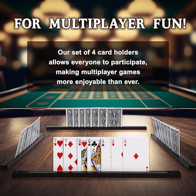 Playing Card Holder Stand Width 400mm (15.75 in.) White Acrylic Set for Playing Card Games, Trading Card or Other Card, Board Games (4 Pcs, White)