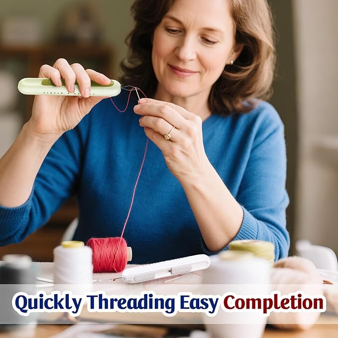 2 in 1 Needle Threader Seam Ripper Tool for Easy Needle Threading and Stitch Removal, Multifunctional Hand Sewing Tools Automatic Threading Tool Stitch Ripper (Beige & Green & White)