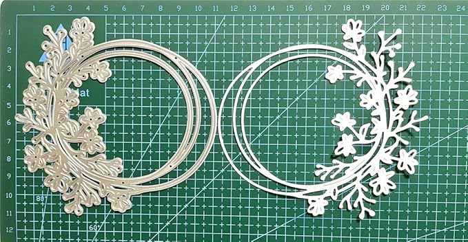 Mvchifay Cutting Dies Happy Birthday Metal Stencils Scrapbooking Tool DIY Emboss Paper Card Making (Wreath-11.2x11cm)