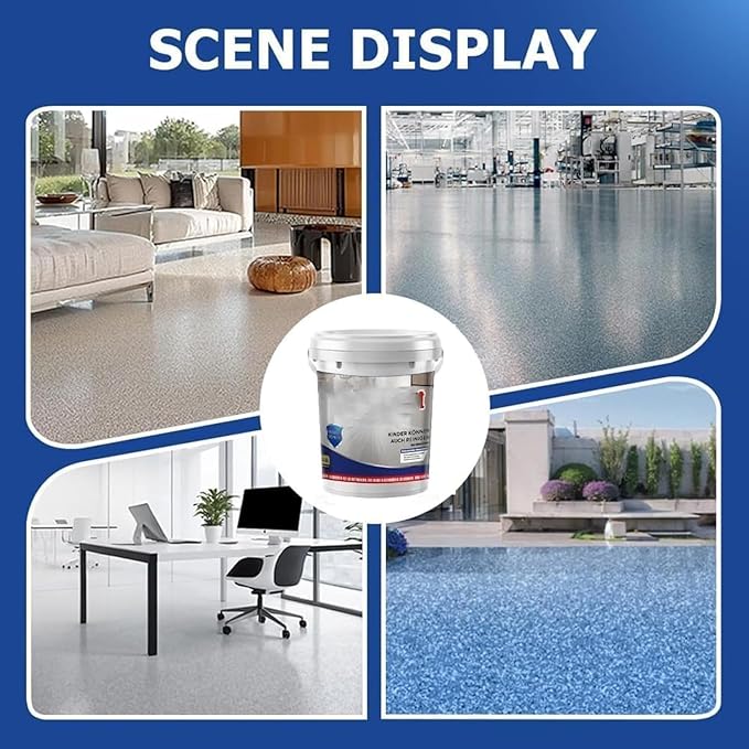 Epoxy Floor Paint, Epoxy Colored Sand Floor Paint, High-Gloss Marble Effect Self-Leveling Coating, Waterproof, Non-Slip, Ultra-Durable for Garage, Basement, Wood Floors (Sea Gray,6.6 lb)
