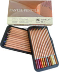 Soft Pastel Pencils 24 Colors Vibrant Drawing Pencil Set Professional Grade Pastels Art Supplies for Drawing Sketching Coloring (Not Oil-Based)(Brown)
