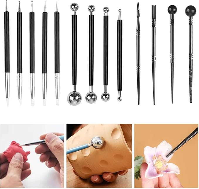 Yayatty Polymer Clay Tools, Acrylic Clay Roller, Acrylic Sheet, Rotary Cutting Mat, Round Polymer Clay Cutters with Clay Slicer Blade for Pottery and Sculpture, 42 PCS