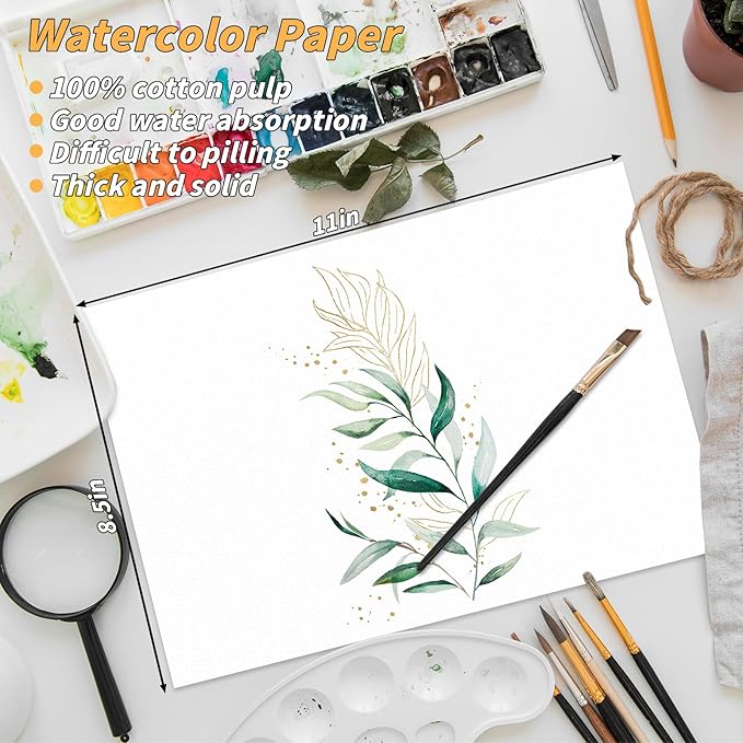 150 Sheets Watercolor Paper Bulk,White Water Color Paper for Kids Child Students Adults Artists Drawing-65LB/180GSM Art Paper-8.5 x 11 inch Painting & Craft Papers, Finger Paints, Watercolor, Tempera