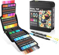 Dual Tip Markers, Double Brush Art Markers Set with Fine Tip and Brush Tip for Adult Coloring Book, Hand Lettering, Calligraphy & Drawing, Art Supplies Kit for Kids and Adults (100 Colors)