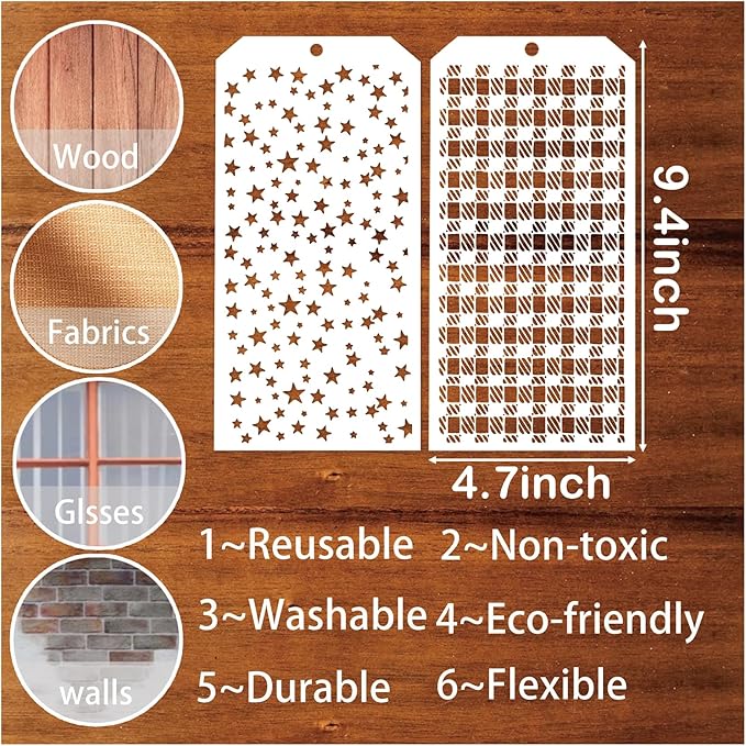 12-Piece Reusable Honeycomb Polka Dot Geometry Pattern Mixed Media Stencils for Painting on Wood, Paper, Cookie, Cake, Journal