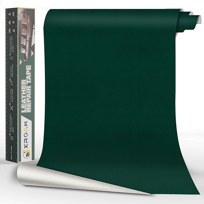 Leather Repair Tape, 16x79 inch Leather Patches for Furniture, Self Adhesive Leather Repair Patch for Sofas, Couches, Leather Covers, Seats, Chairs, Vinyl Repair Tape Green-Fine Grain