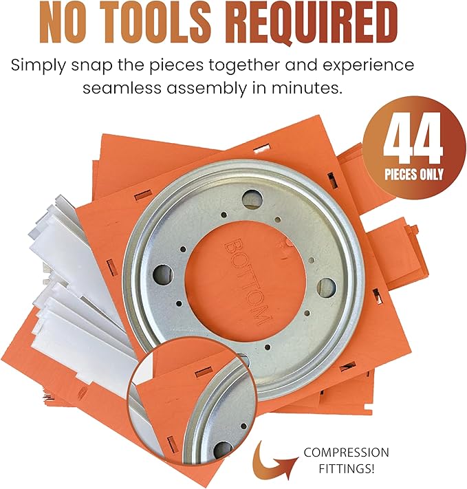 TORCHED DISPLAYS 4-Sided Rotating Display Stand - Craft Shows, Trade Shows, Markets - Small & Medium-Sized Items like Stickers, Postcards, Coasters, Note Pads, Napkins, Easy to Assemble (Orange)