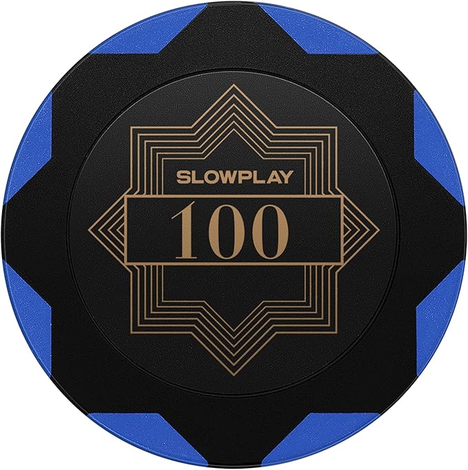 SLOWPLAY Nash Clay Poker Chips, 14 Grams Heavyweight Clay Composite, 40mm Large Chips in Bulk, Pack of 50 with Denomination of 100