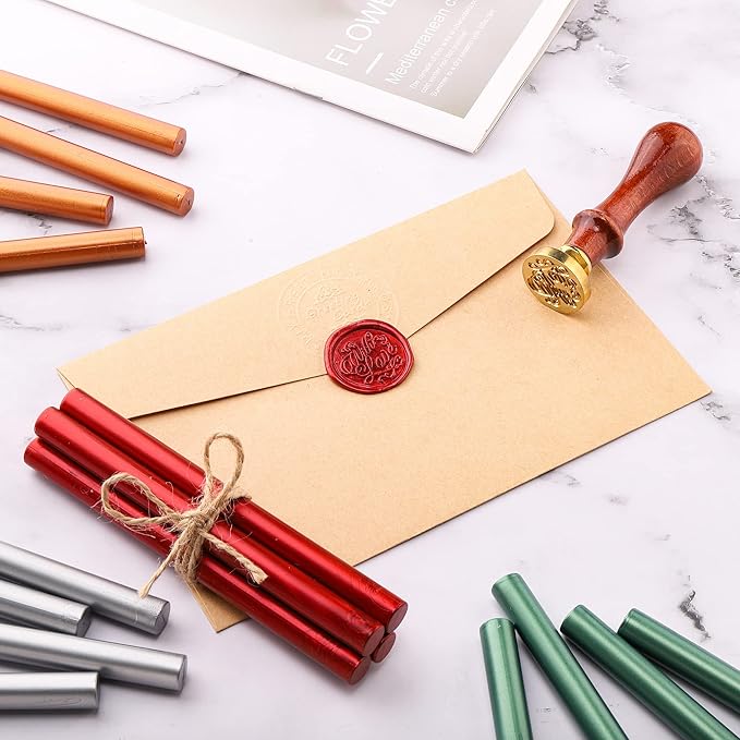 Yoption 16 Pack Christmas Glue Gun Sealing Wax Sticks for Wax Seal Stamp, Great for Wedding Invitations, Cards, Envelopes (Christmas Series Color)