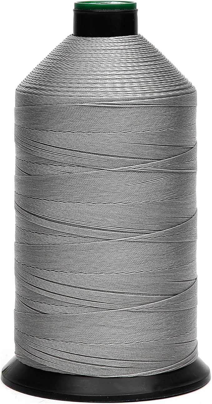 Extra Strong Bonded Nylon Thread #138 Tex135 – 16 OZ, 3000yds, Versatile Stitching Solution for Leather, Upholstery, Canvas Repair and More (Light Gray)