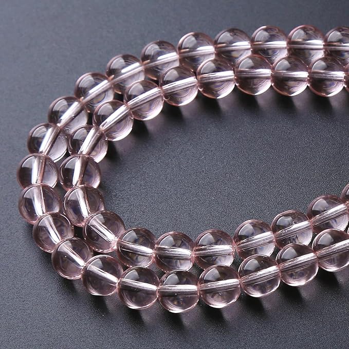 36pcs 10mm Pink Crystal Glass Beads Round Loose Spacer Beads for Jewelry Making DIY Bracelet Necklace Healing Power Stone Beads (Pink Crystal Glass, 10mm)